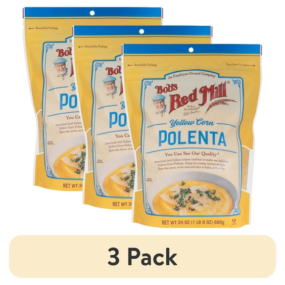 (3 pack) Bob's Red Mill Organic Yellow Corn Grits, 24 oz Resealable Bag