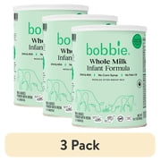 3 pack Bobbie Whole Milk Infant Formula for Everyday Feeding, Milk-Based Powder with 1.2mg Iron, Organic Grass-Fed Whole Milk Recipe, 14.1 oz Can