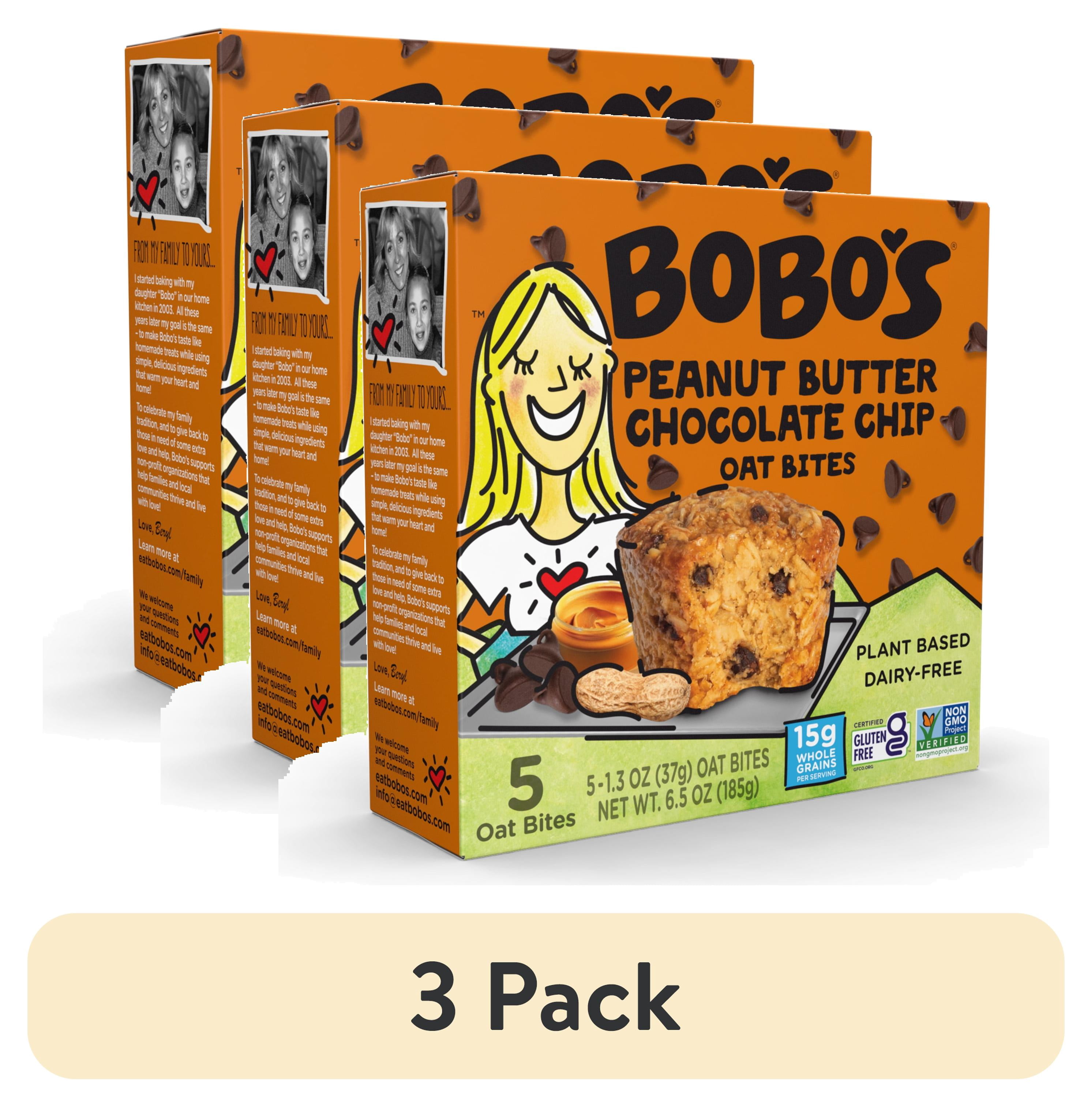 (3 pack) Bobo's Oat Bites, Peanut Butter Chocolate Chip, 5 Pack of 1.3 oz bars