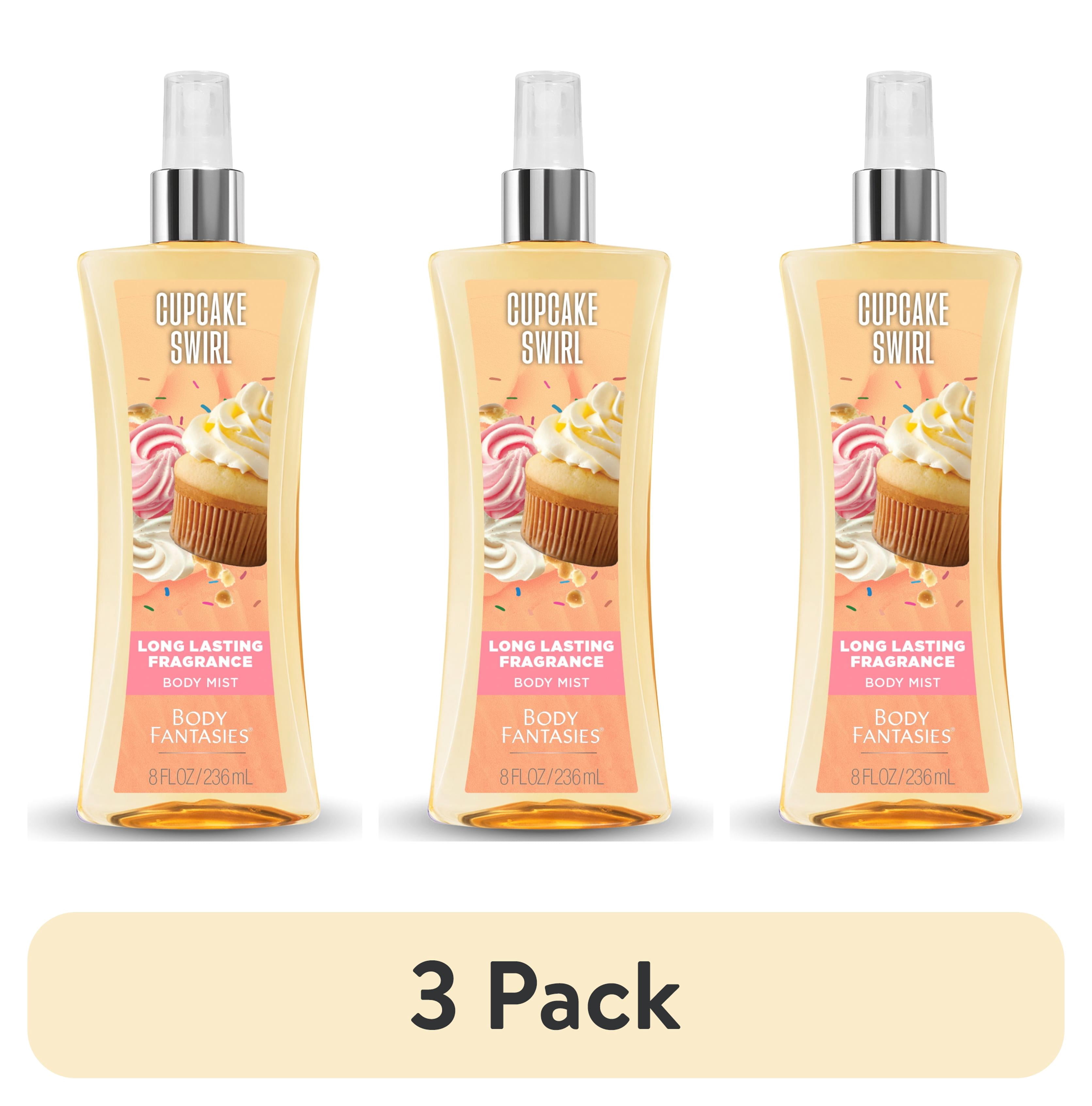 3 pack) Body Fantasies Cupcake Swirl Fragrance Body Spray for
