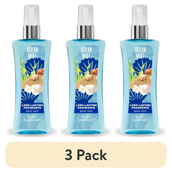 (3 pack) Body Fantasies Ocean Body Spray for Women, 3.2 fl oz