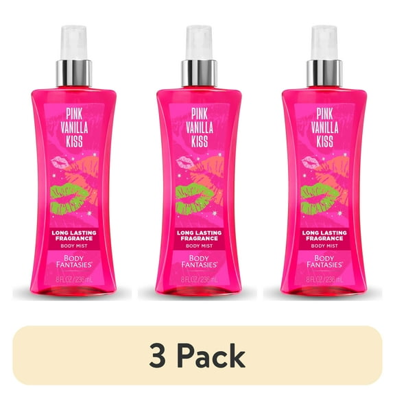 (3 pack) Body Fantasies Signature Pink Vanilla Kiss Fantasy Body Spray, 8 fl.oz.