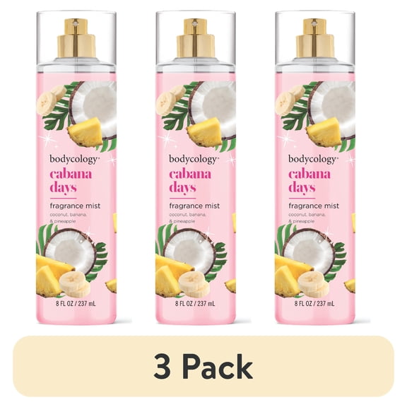(3 pack) Bodycology Long-Lasting Fragrance Body Mist, Cabana Days, 8 fl oz