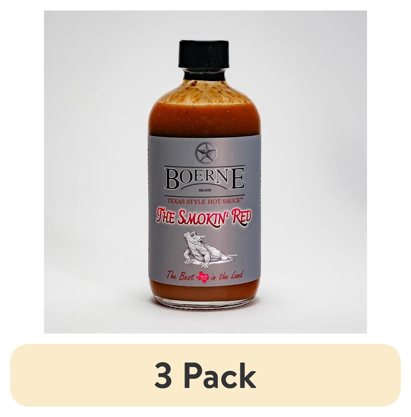 (3 pack) Boerne Brand Smokin Red Texas Style Hot Sauce Glass Bottle, 8oz