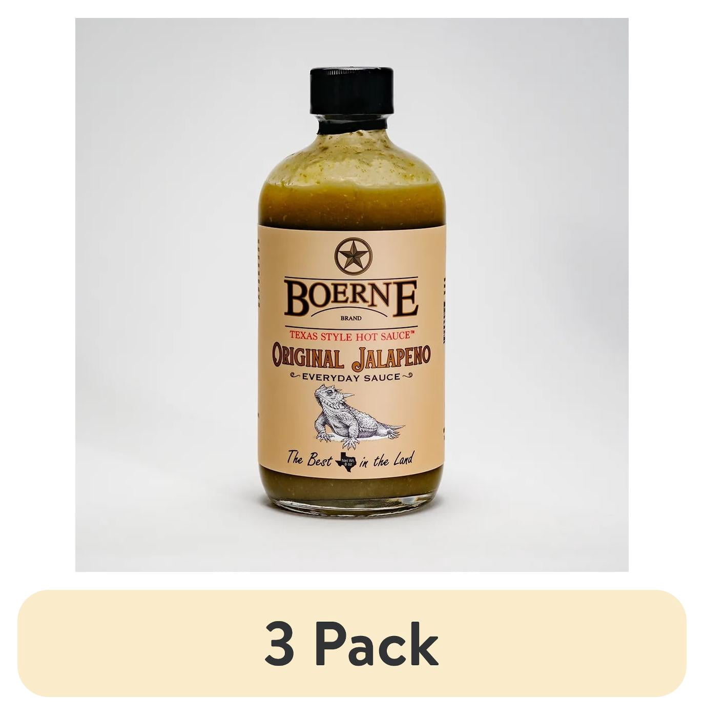 (3 pack) Boerne Original Jalapeno SB Texas Style Hot Sauce Glass Bottle Vegan, Gluten Free, 8oz