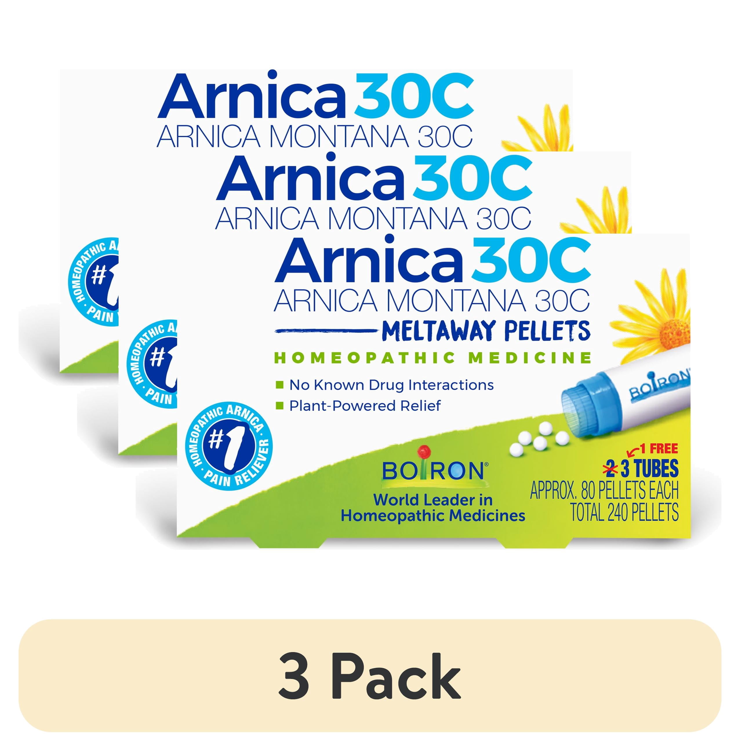 (3 pack) Boiron Arnica Montana 30C Multi-Pack, Homeopathic Medicine for Pain Relief, Muscle Pain & Stiffness, Swelling from Injuries, Bruises, 240 Pellets