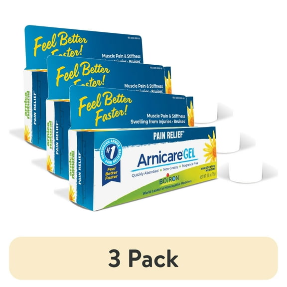 (3 pack) Boiron Arnicare Gel, Homeopathic Medicine for Pain Relief, Muscle Pain & Stiffness, Swelling from Injuries, Bruises, 2.6 oz