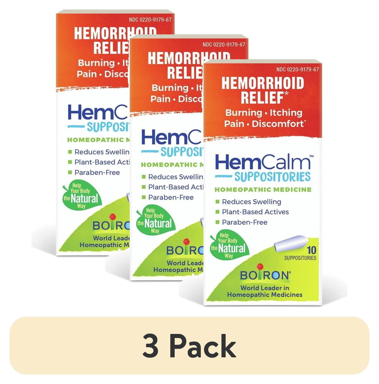 (3 pack) Boiron HemCalm Suppositories, Homeopathic Medicine for Hemorrhoid Relief, Burning, Itching, Pain, Discomfort, 10 Count