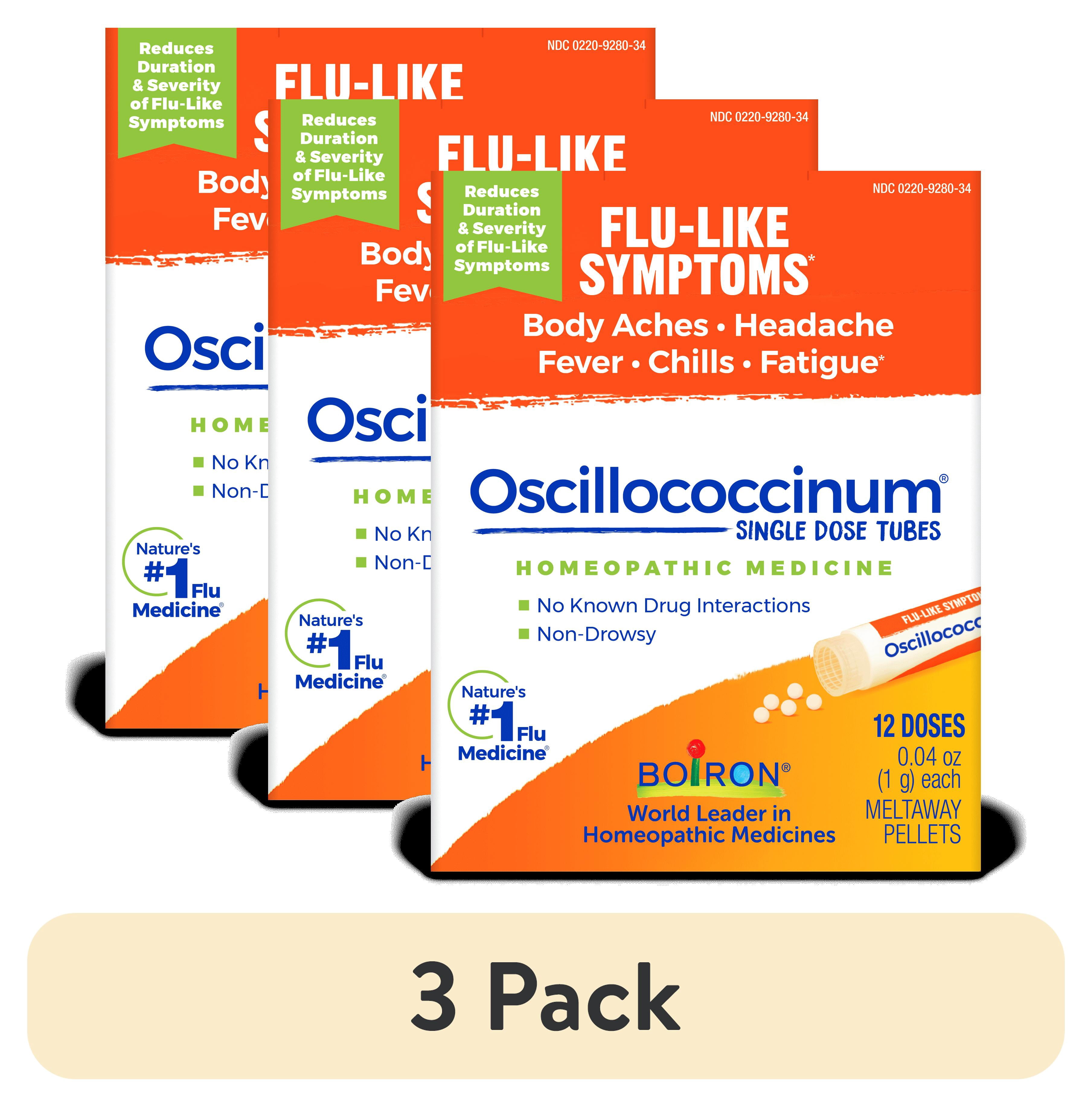 (3 pack) Boiron Oscillococcinum Homeopathic Medicine for Flu-like Symptoms, 12 Count