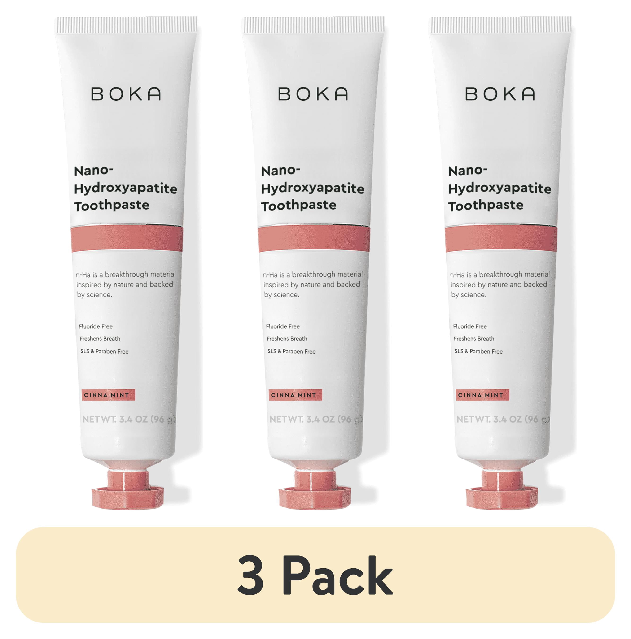 (3 pack) Boka Fluoride Free Toothpaste, Nano-Hydroxyapatite Toothpaste, Appropriate for Sensitive Teeth - Cinna Mint Flavor, 3.4 fl oz