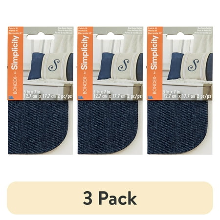 (3 pack) Bondex Blue Denim 5" x 7" Fabric Iron-on Patches, 2 Pieces