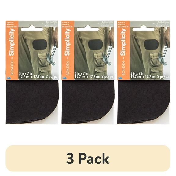 (3 pack) Bondex Dark Black 5"x 7" Fabric Iron-on Patches, 2 Pieces