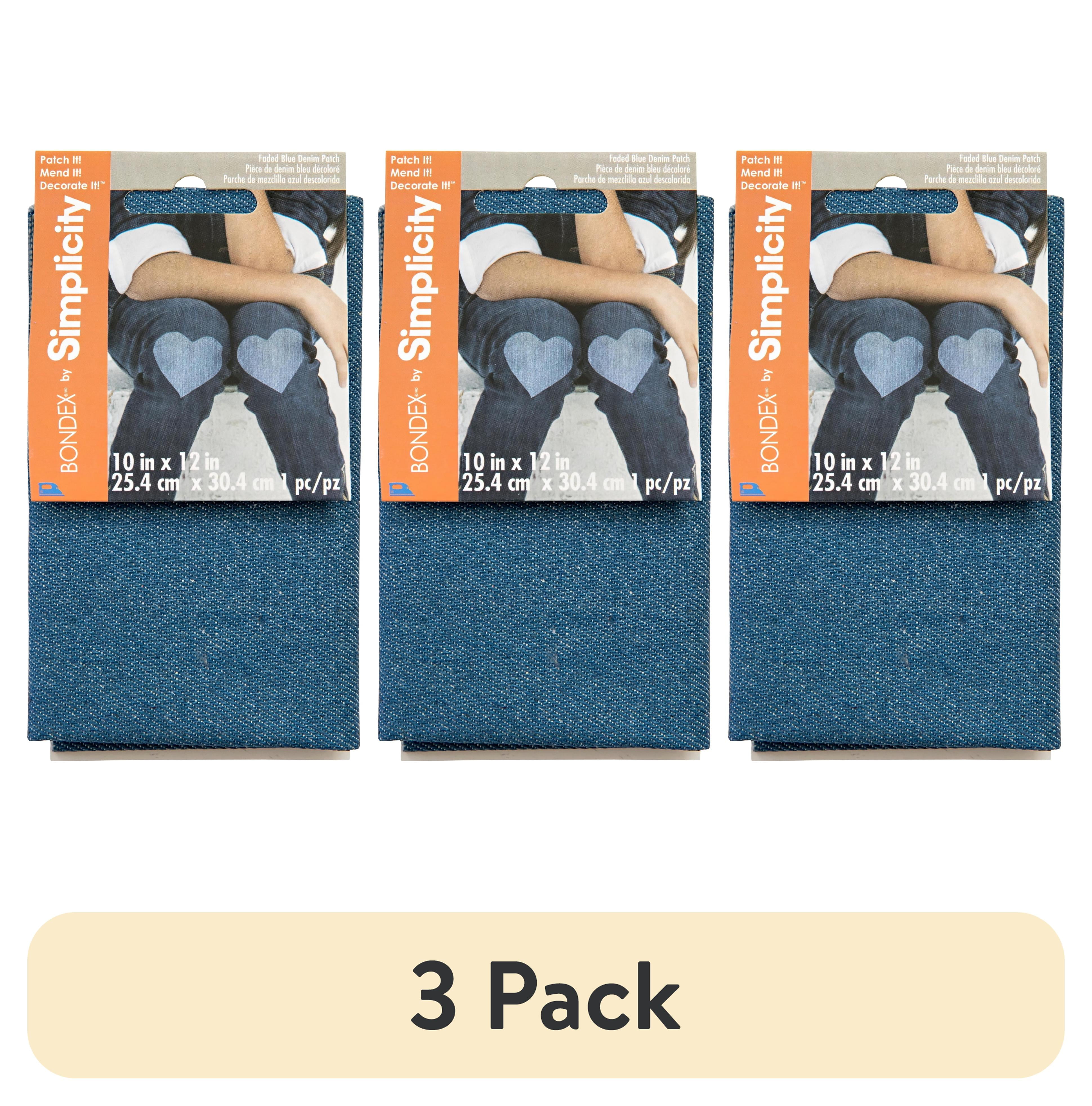 (3 pack) Bondex Fabric Iron-on Patches, Light Worn Denim 10"x12" Iron-On Patch used to mend rips and holes on denim apparel, 1 Piece