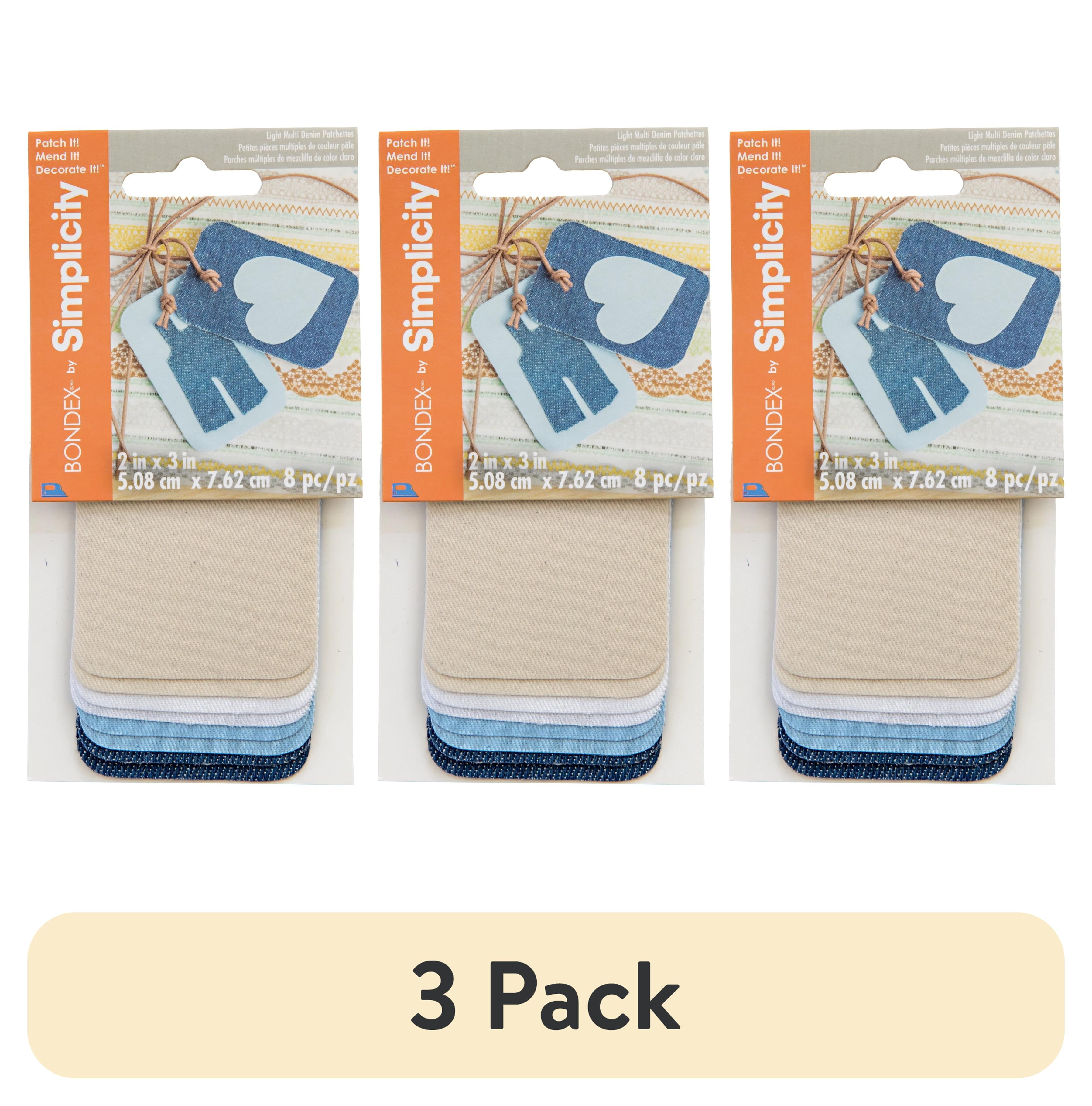 (3 pack) Bondex Light Multi-Color Denim 2"x3" Fabric Iron-on Patches, 8 Pieces