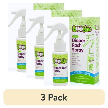 (3 pack) Boogie No-Rub Liquid Diaper Rash Spray with Zinc Oxide, 1.7 fl oz
