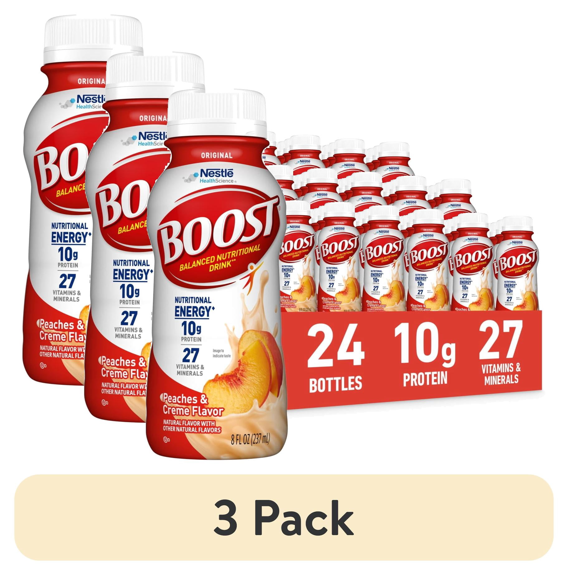 (3 pack) BOOST Original Ready to Drink Nutritional Drink, Peaches & Creme , 24 Count (4 - 6 Packs)