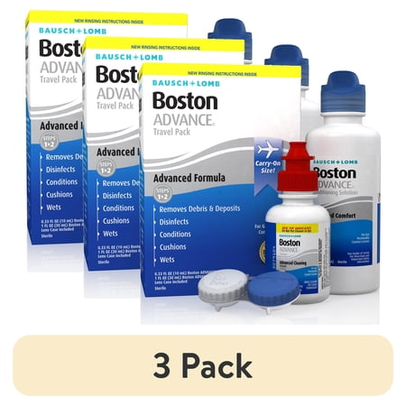 (3 pack) Boston ADVANCE Formula Contact Lens Solution Travel Pack – Complete Contact Lens Cleaning and Care Kit for Rigid Gas Permeable Lenses – from Bausch + Lomb