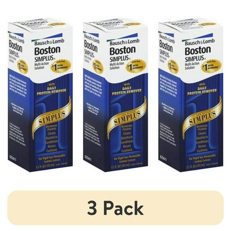 (3 pack) Boston Simplus Multi-Action Solution With Daily Protein Remover # 424 - 3.5 Oz