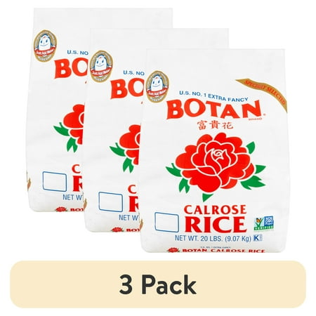 (3 pack) Botan Musenmai White Calrose Rice, 20 Lb