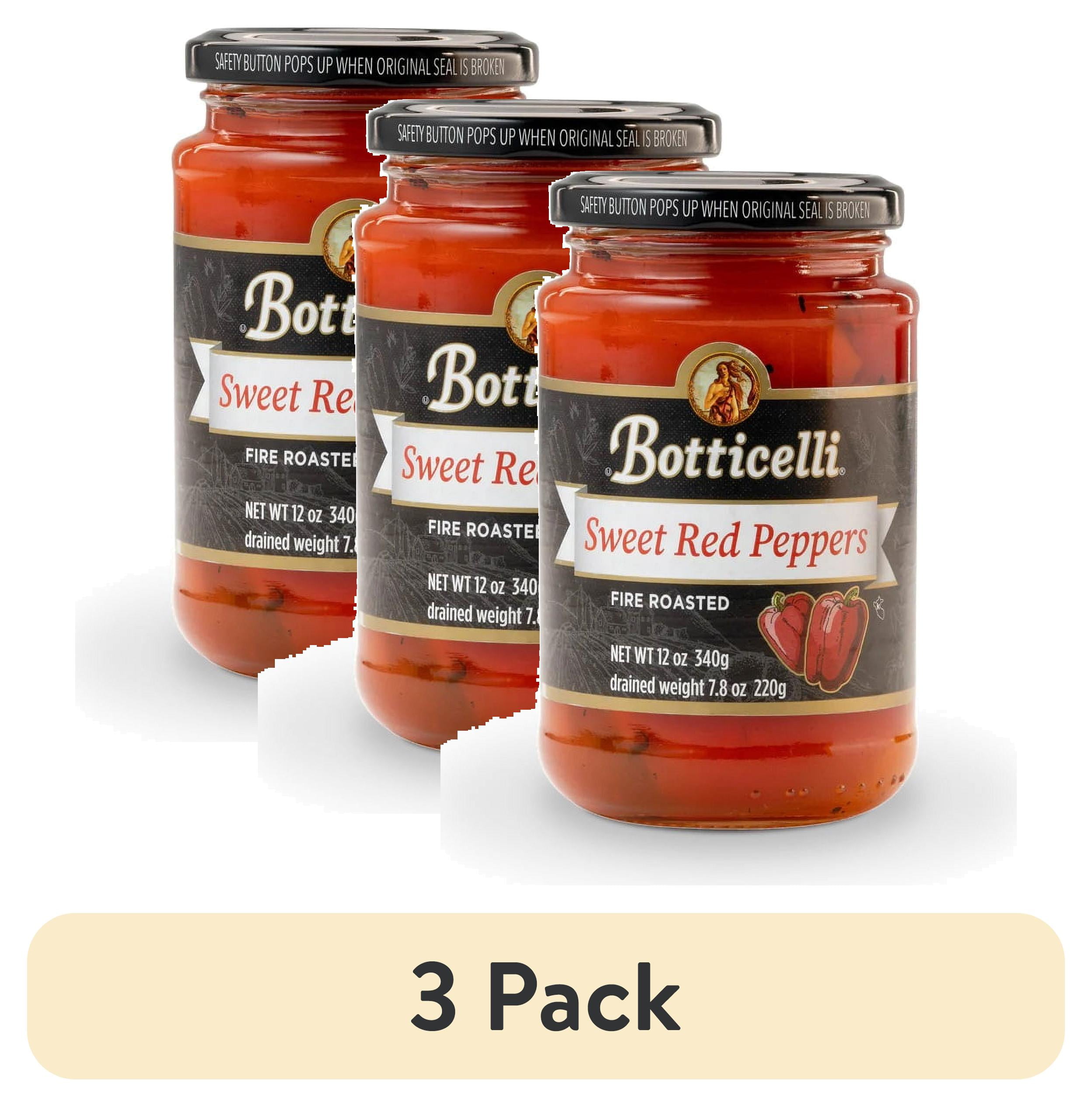 (3 pack) Botticelli Fire Roasted Sweet Red Peppers, 12 oz, 8 Servings