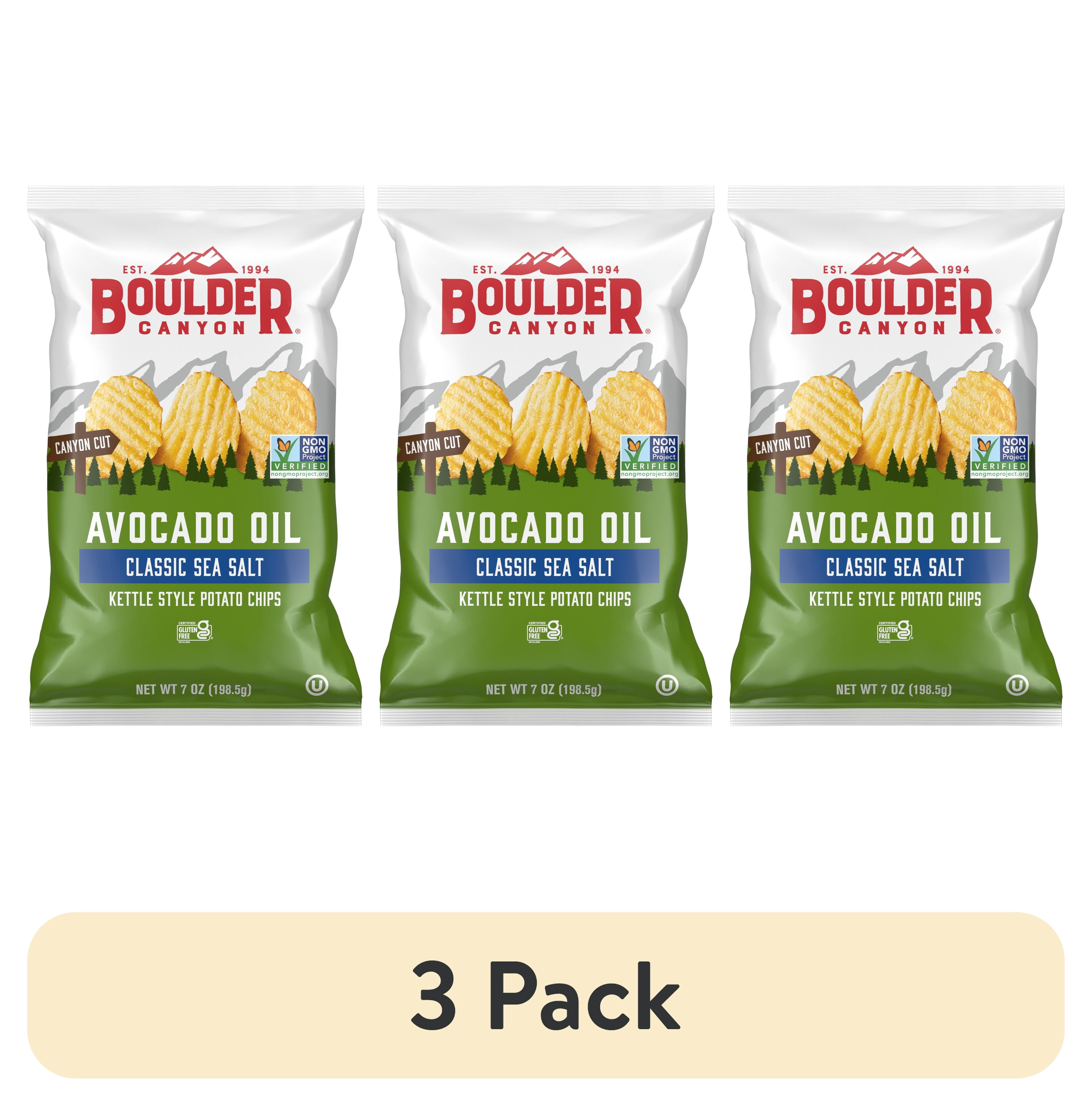 (3 pack) Boulder Canyon Avocado Oil, Sea Salt, Kettle Chips 7 oz bag