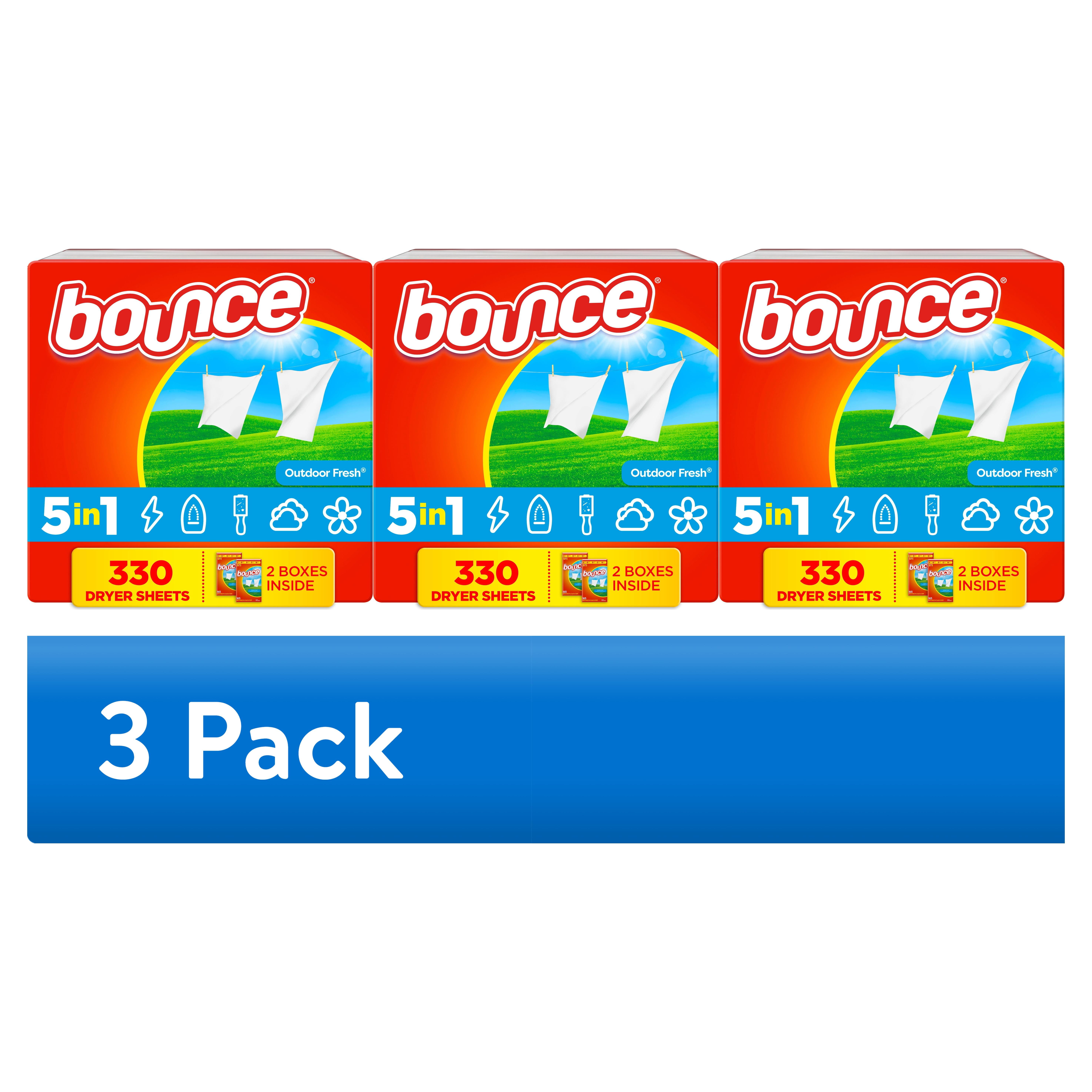(3 pack) Bounce Dryer Sheets, Outdoor Fresh Scent, 330 Count