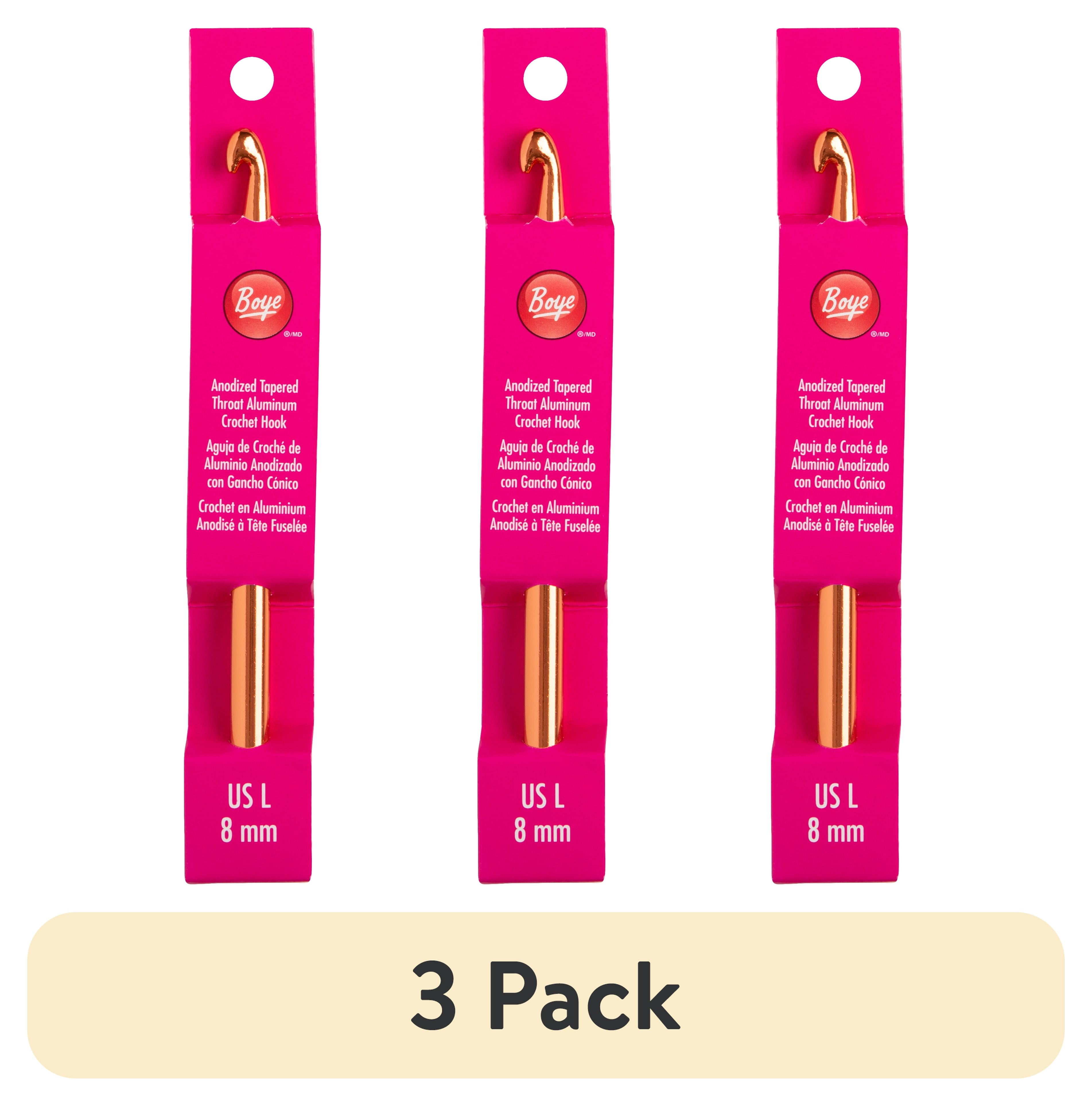 (3 pack) Boye Aluminum Crochet Hook, 6 inch, Size L 11/8mm, Gold