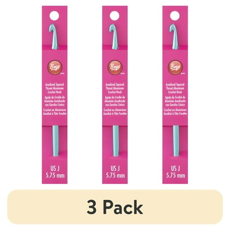 (3 pack) Boye Crochet Hook 6" Aluminum Size J Blue