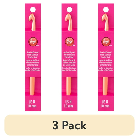 (3 pack) Boye Gold Crochet Hook 6" Aluminum Size N