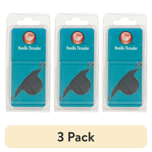 (3 pack) Boye Needle Threader with Two Different Size Eyelets - Silver Stainless Steel