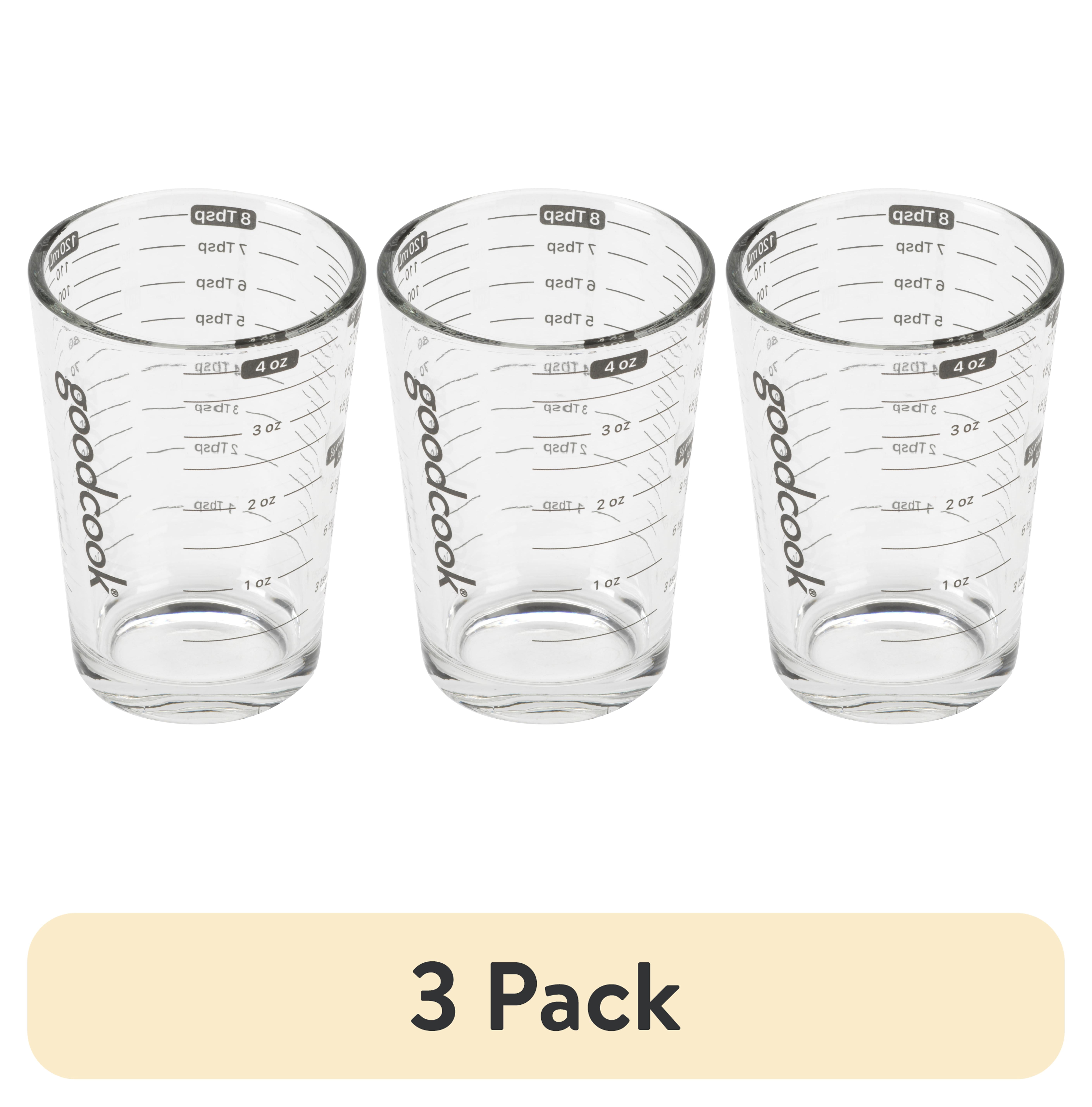 (3 pack) GoodCook 4 oz Liquid Measuring Glass with Clear Markings and Counter Display