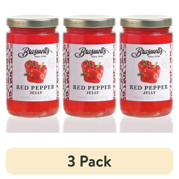 (3 pack) Braswell Red Pepper Jelly Spread, 10.5 oz Glass Jar