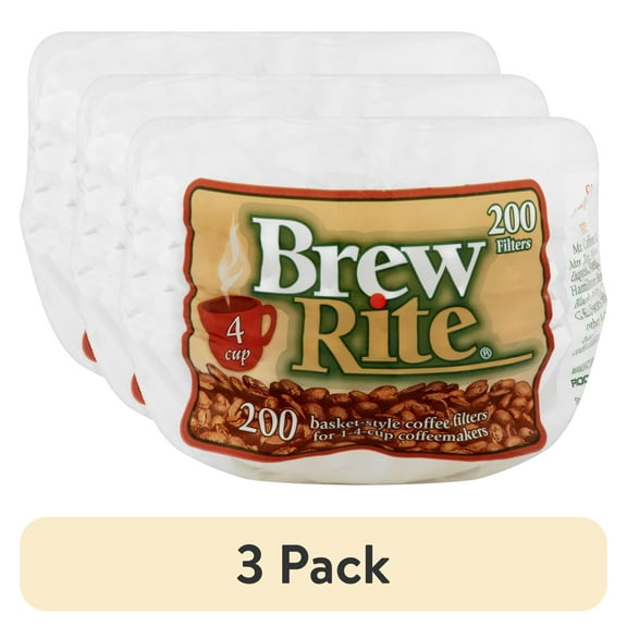 (3 pack) Brew Rite Basket Coffee Filter , 200 pack