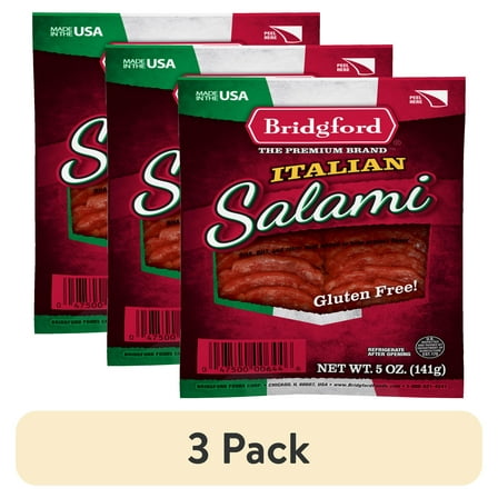 (3 pack) Bridgford Gluten Free Italian Salami Sliced, 5 oz pack