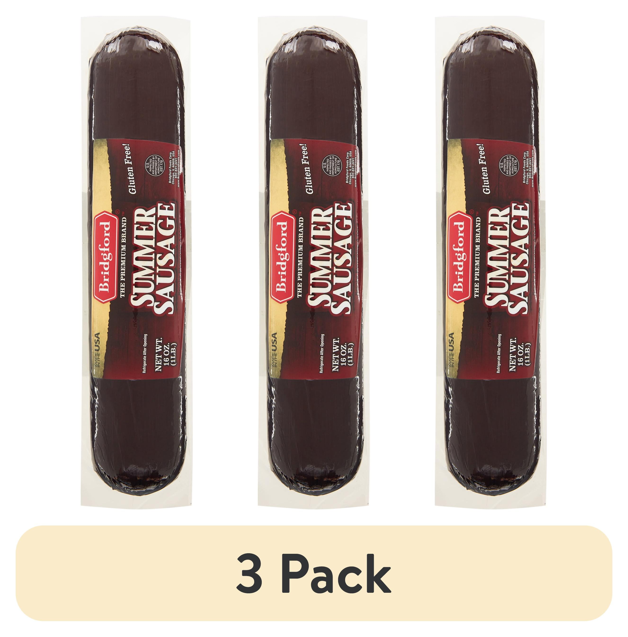 (3 pack) Bridgford Gluten-Free Fully Cooked Original Summer Sausage, 16 oz Pack