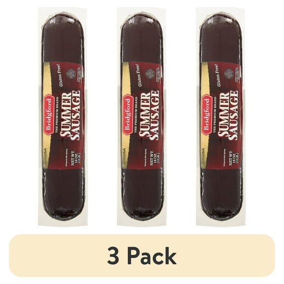 (3 pack) Bridgford Gluten-Free Fully Cooked Original Summer Sausage, 16 oz Pack