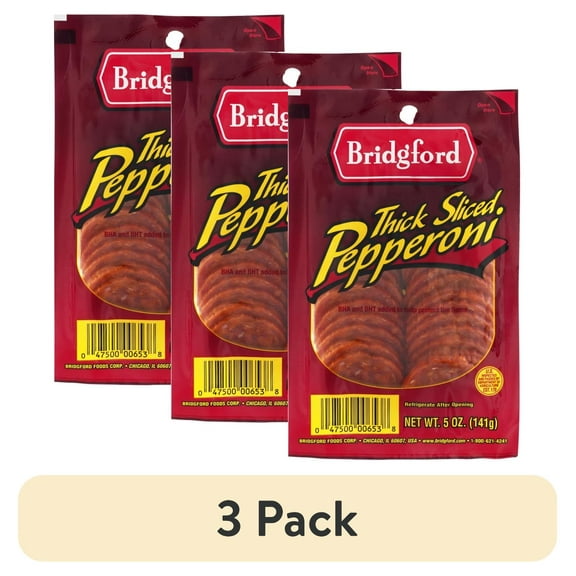 (3 pack) Bridgford Gluten Free Original Thick Sliced Pepperoni 5oz Resealable Bag