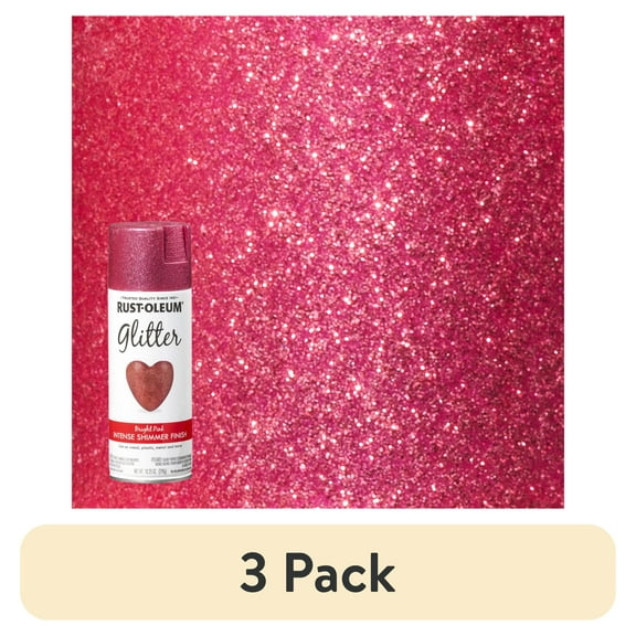 (3 pack) 6 Pack, Bright Pink, Rust-Oleum Specialty Glitter Spray Paint- 10.25
