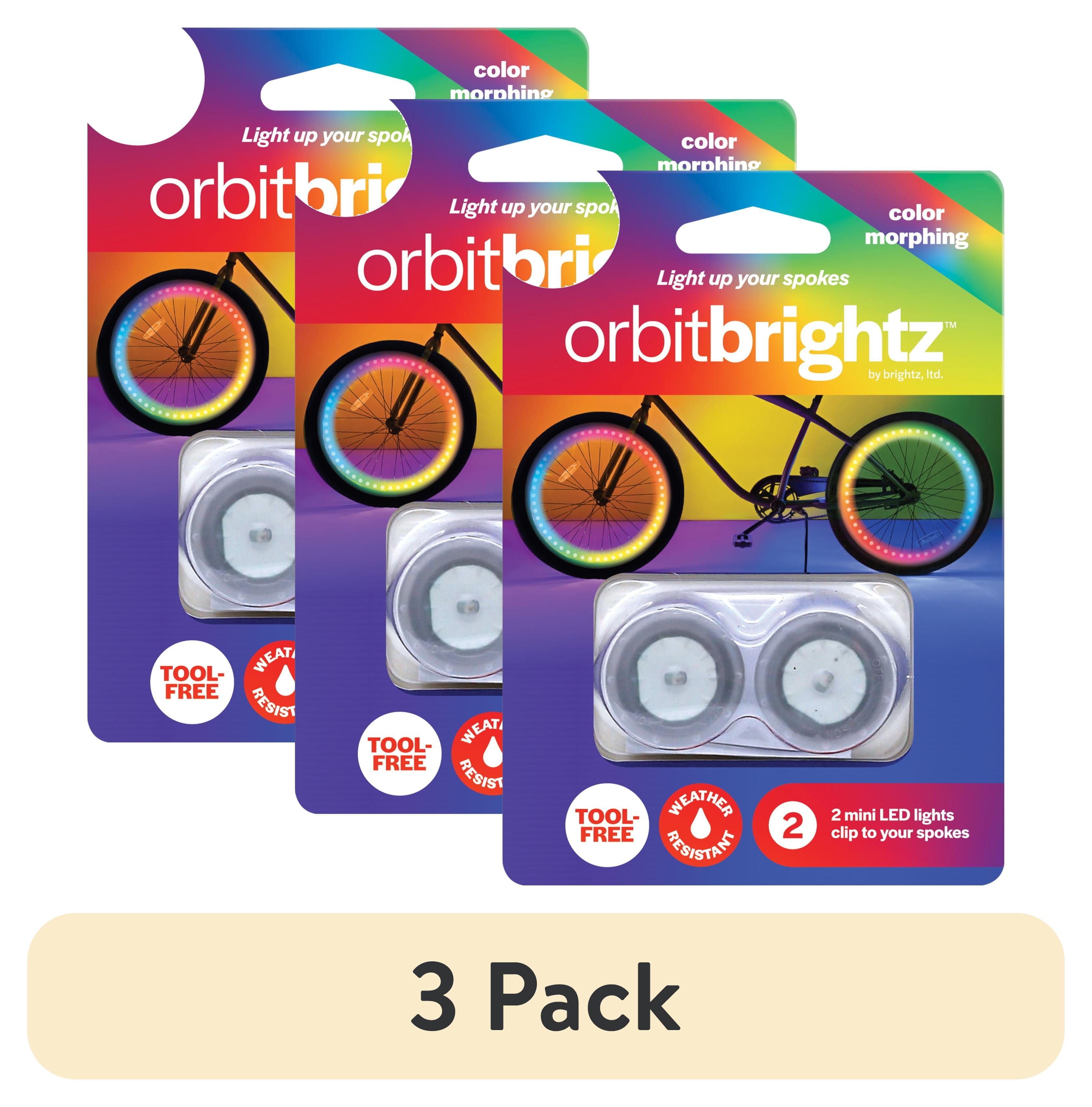 3 pack) Brightz Orbit Color Morphing LED Bicycle Spoke Clip Lights