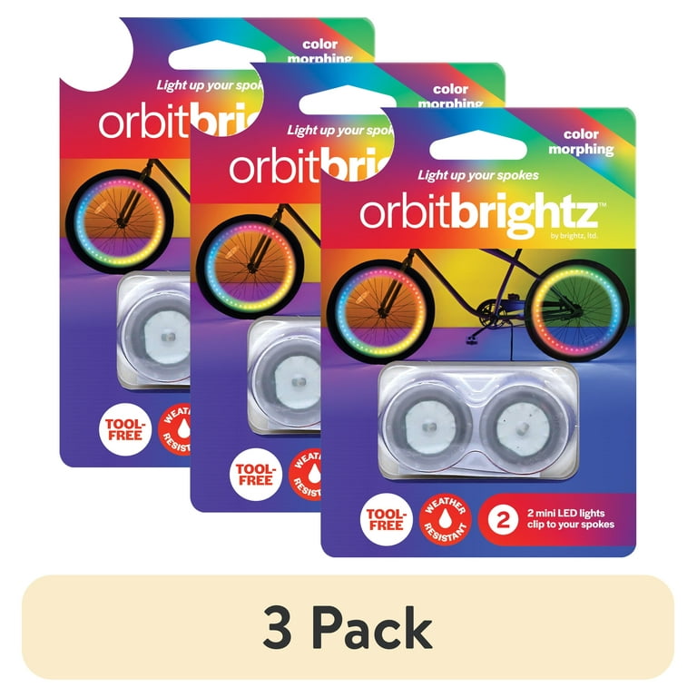 3 pack) Brightz Orbit Color Morphing LED Bicycle Spoke Clip Lights