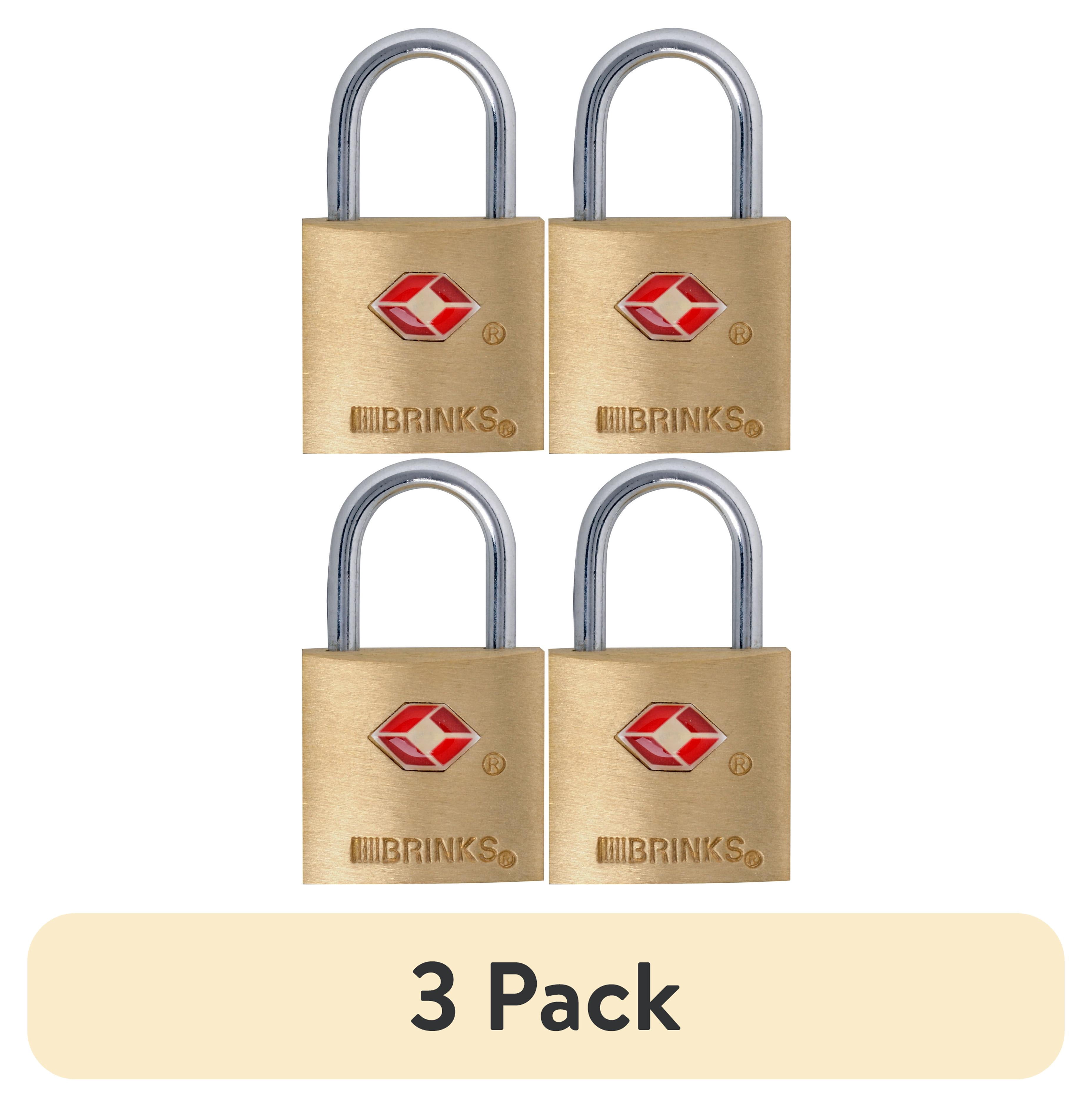 (3 pack) Brinks Solid Brass 22mm TSA Travel Keyed Padlock with 1/2in Shackle, 4 pack
