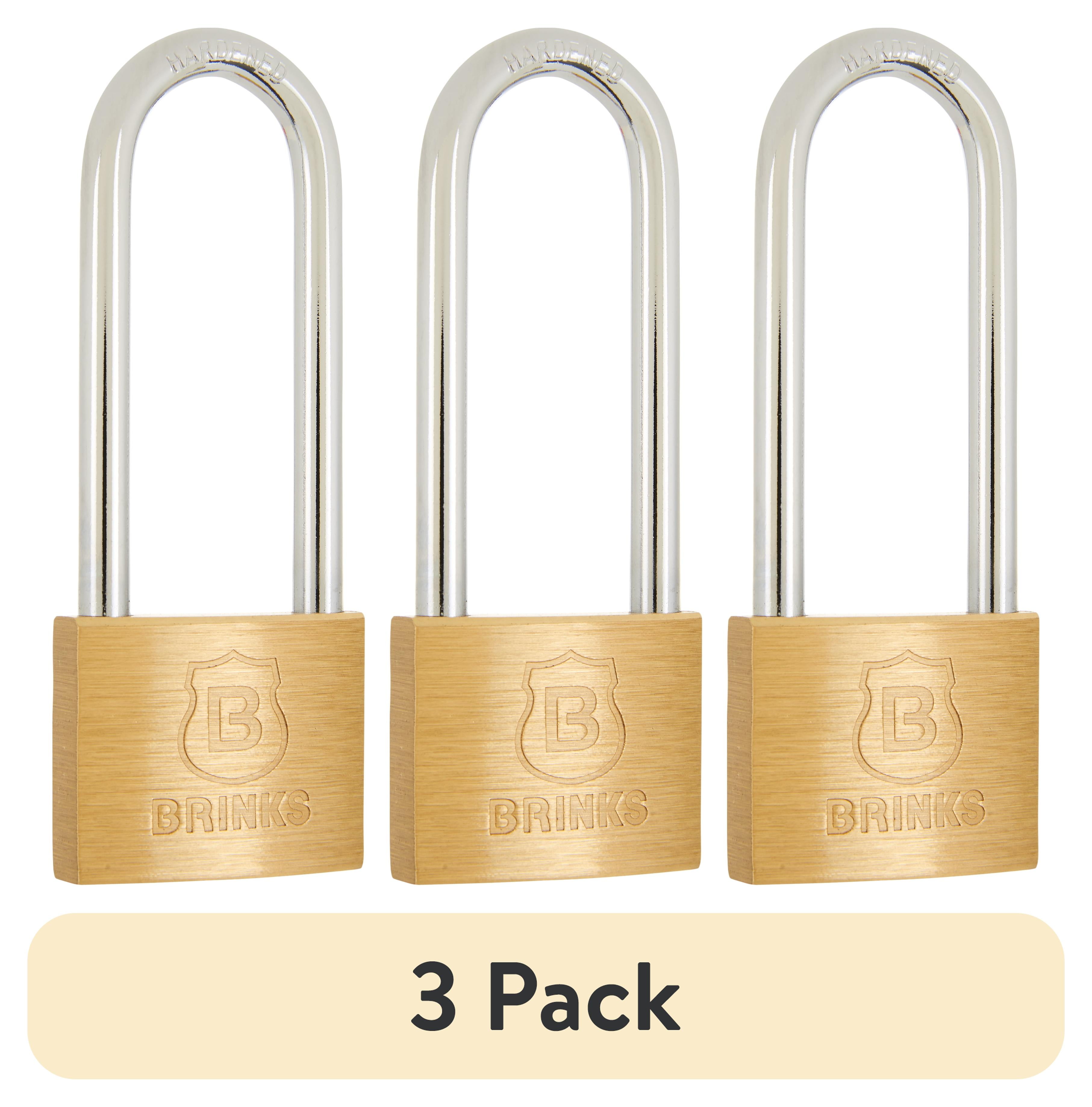 (3 pack) Brink's 40mm Long Shackle Solid Brass Padlock