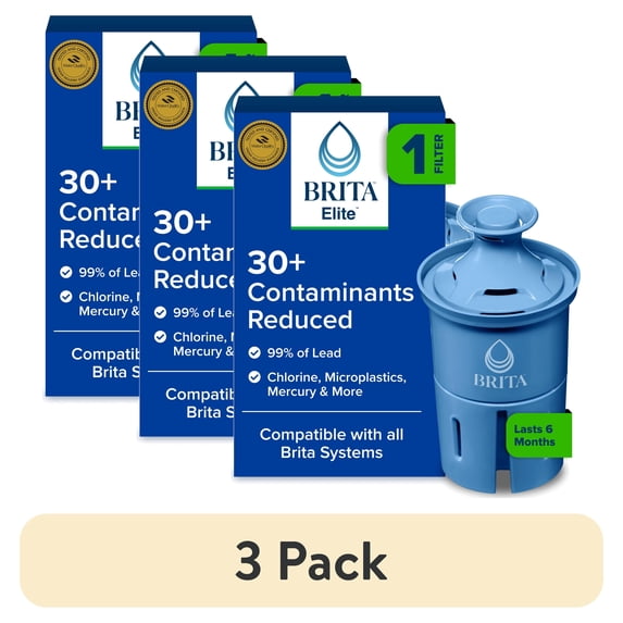 (3 pack) Brita Elite Replacement Water Filter, 6 Month Filter Life, Reduces Lead, Compatible with All Brita Pitchers & Dispensers, 1 Pack