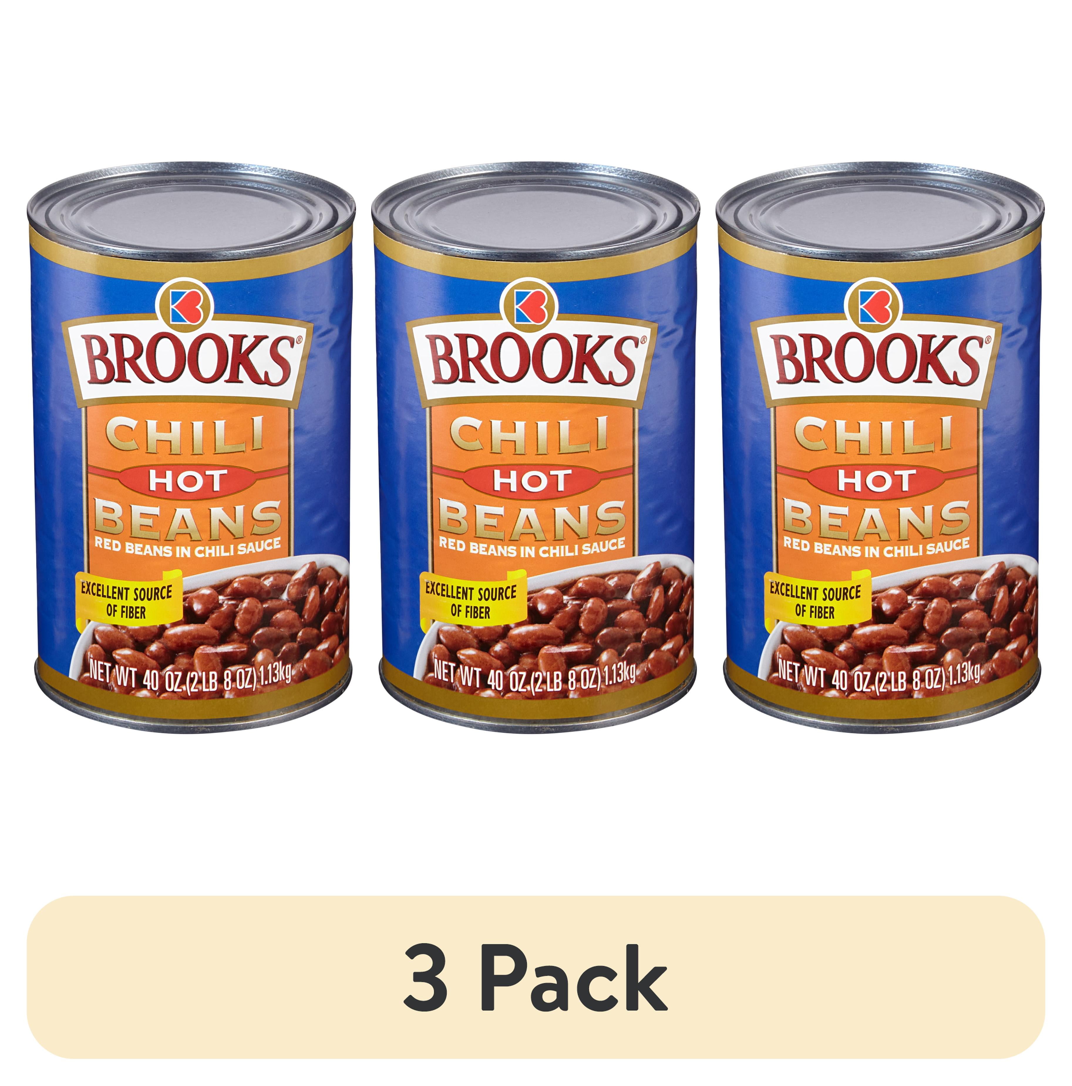 (3 pack) Brooks Chili Beans, Canned Red Beans in Chili Sauce, Hot Flavor, 40 oz.