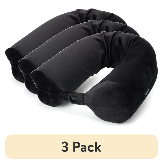 (3 pack) Brookstone Free-Form, Soft and Adjustable Travel Memory Foam Pillow for Neck and Lumbar Support