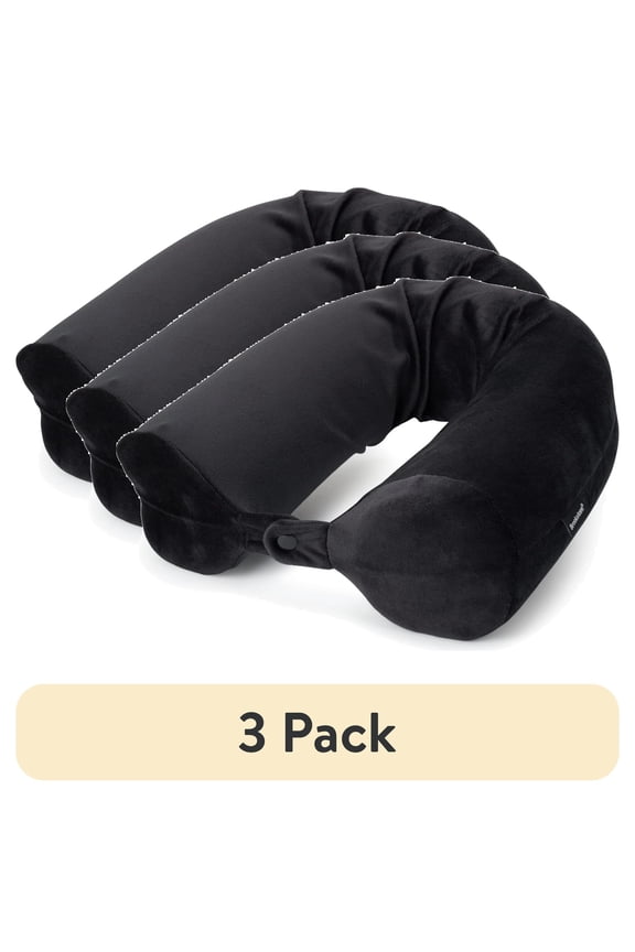 (3 pack) Brookstone Free-Form, Soft and Adjustable Travel Memory Foam Pillow for Neck and Lumbar Support
