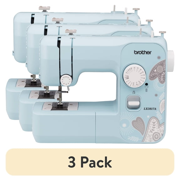 (3 pack) (3 pack) Brother LX3817A 17-Stitch Portable Embroidery Sewing Machine Plastic Metal Aqua