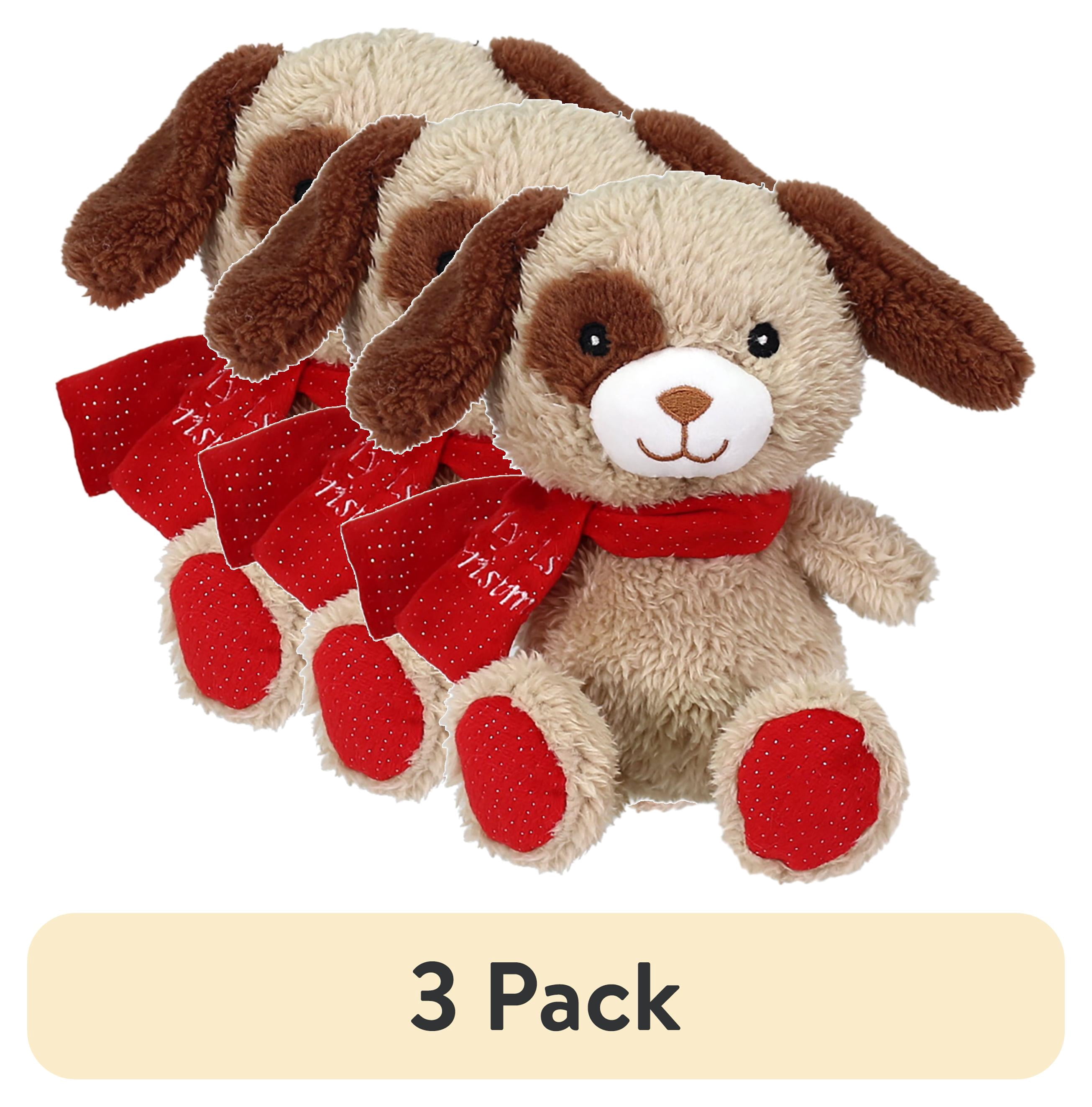 (3 pack) Brown First Christmas Dog Child's Plush Toy, 7 in, by Holiday Time