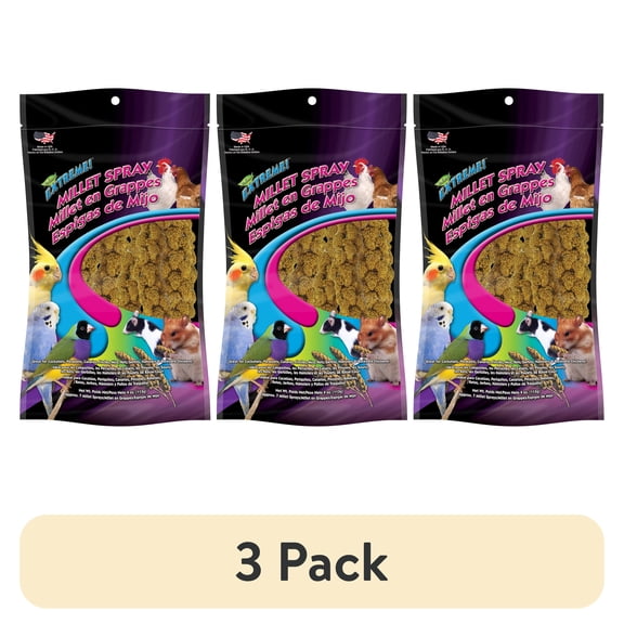 (3 pack) Brown's Extreme Natural Millet Spray Bird Treats, 7 count