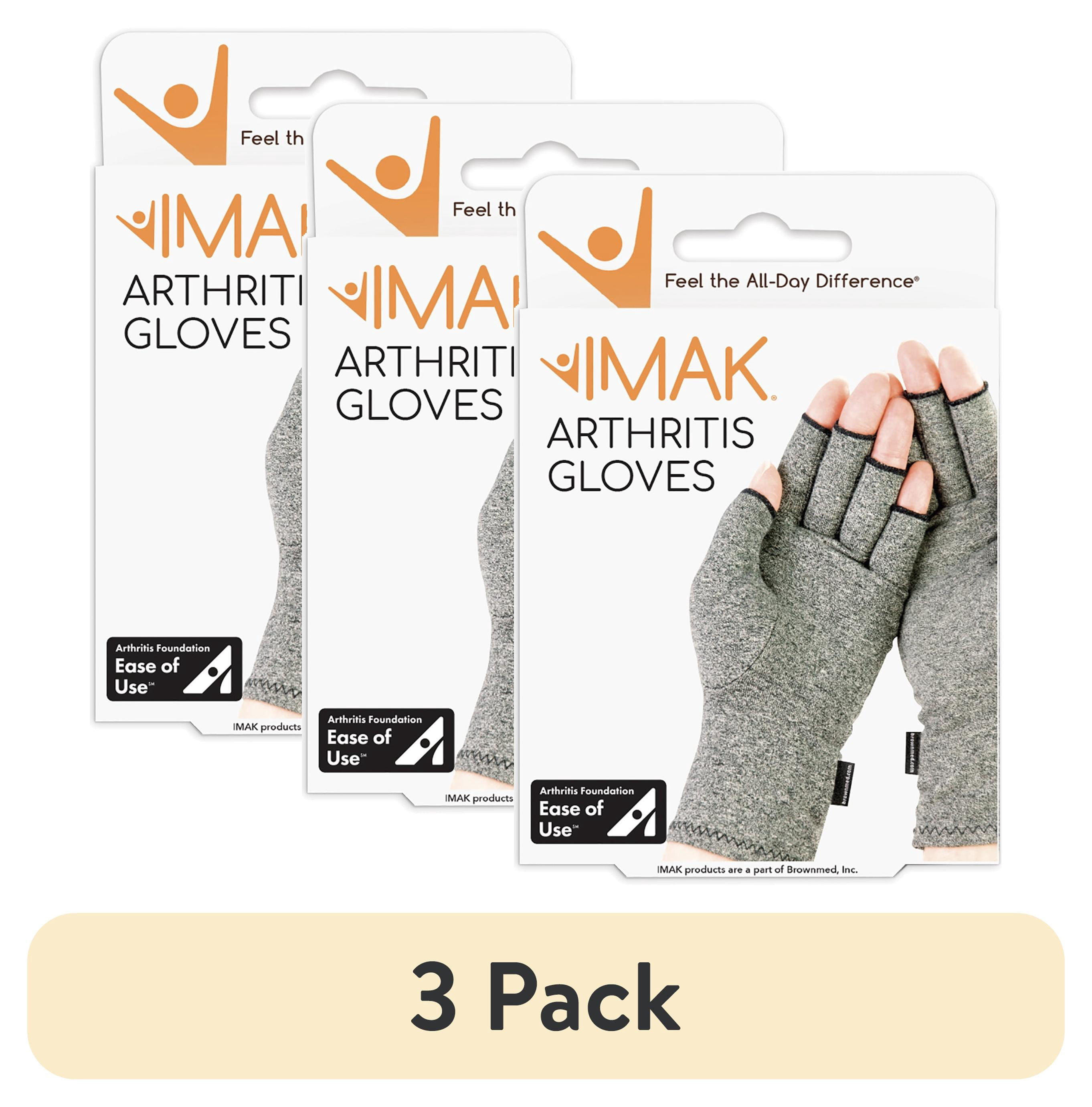 (3 pack) Brownmed IMAK Arthritis Pain Relief Compression Gloves - Small - Gray/Black